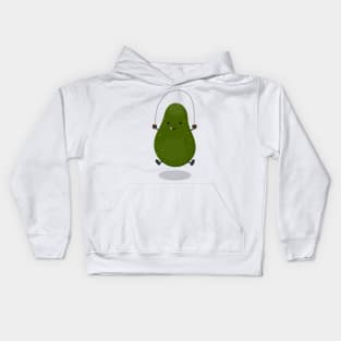 Cute avocado jump rope cartoon illustration Kids Hoodie